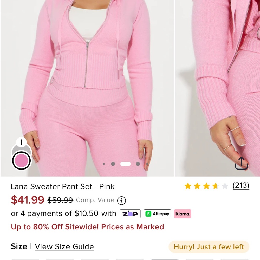 Fashion Nova Lana Sweater Pant Set Pink - Picture 3 of 3